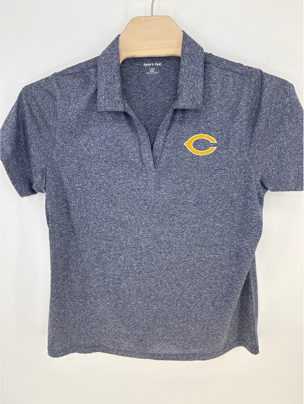 Sport-Tek Ladies XXL Heather Navy Polo Shirt with Yellow 'C' Logo